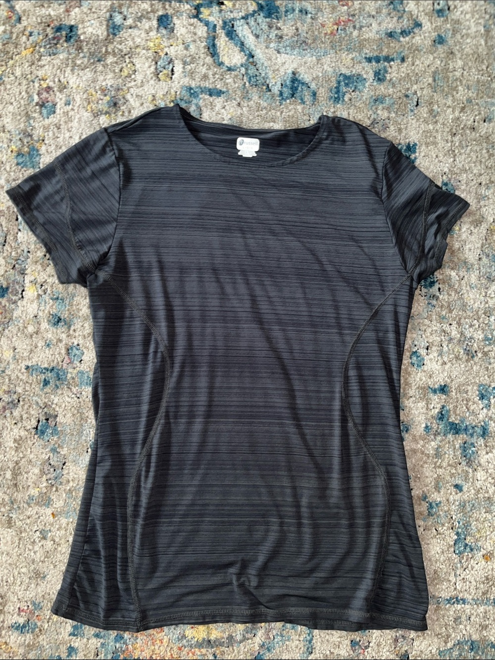 Russell Athletic Black Striped Short Sleeve Performance Tee